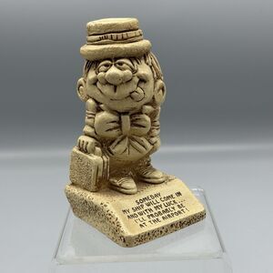 Vintage Paula 1976 USA Resin Figurine Man with Suitcase Novelty Someday My Ship